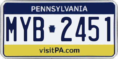 PA license plate MYB2451