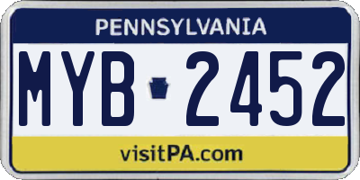 PA license plate MYB2452