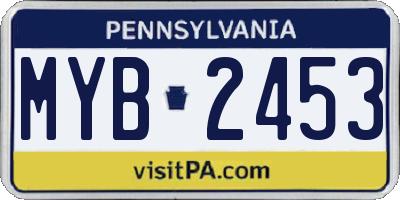 PA license plate MYB2453