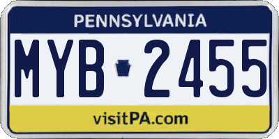 PA license plate MYB2455