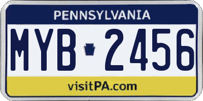 PA license plate MYB2456