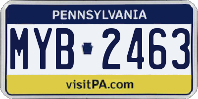 PA license plate MYB2463