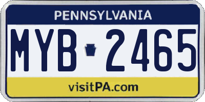 PA license plate MYB2465