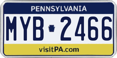 PA license plate MYB2466