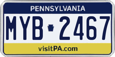 PA license plate MYB2467