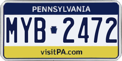 PA license plate MYB2472