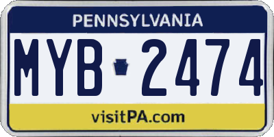 PA license plate MYB2474