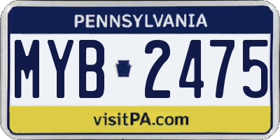 PA license plate MYB2475