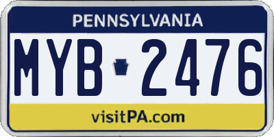 PA license plate MYB2476