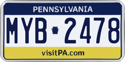 PA license plate MYB2478