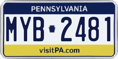 PA license plate MYB2481
