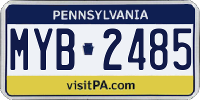 PA license plate MYB2485