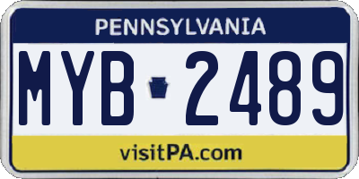 PA license plate MYB2489