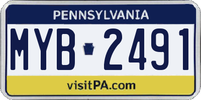 PA license plate MYB2491