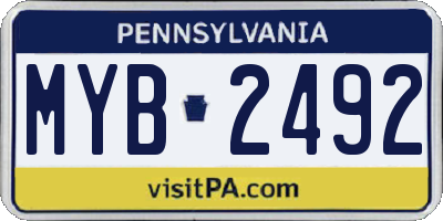 PA license plate MYB2492
