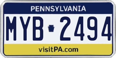 PA license plate MYB2494