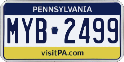 PA license plate MYB2499