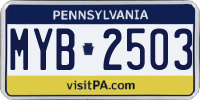 PA license plate MYB2503