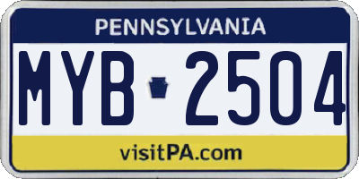 PA license plate MYB2504