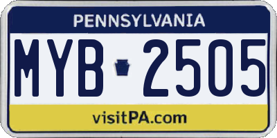PA license plate MYB2505