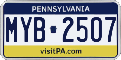 PA license plate MYB2507
