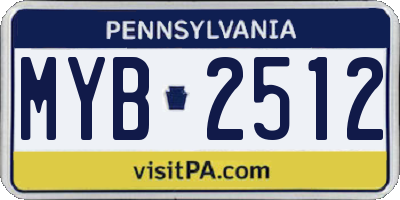 PA license plate MYB2512