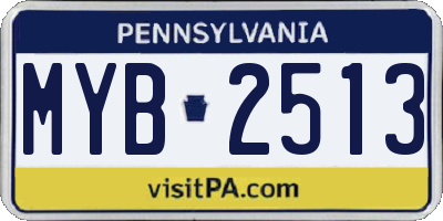 PA license plate MYB2513