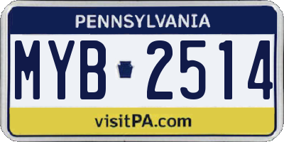 PA license plate MYB2514