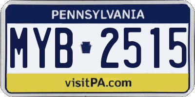 PA license plate MYB2515