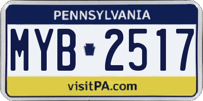 PA license plate MYB2517