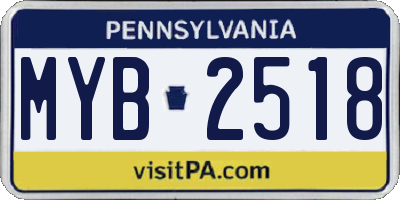 PA license plate MYB2518