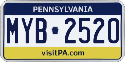 PA license plate MYB2520