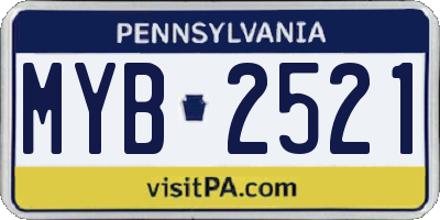 PA license plate MYB2521