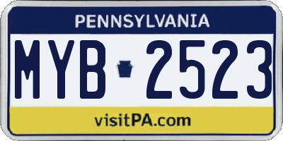 PA license plate MYB2523