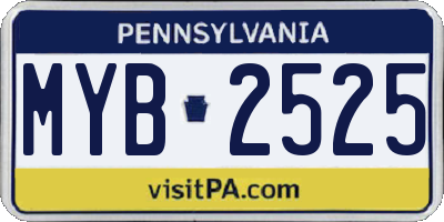 PA license plate MYB2525