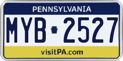 PA license plate MYB2527