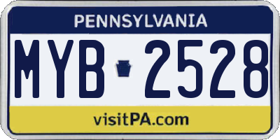 PA license plate MYB2528