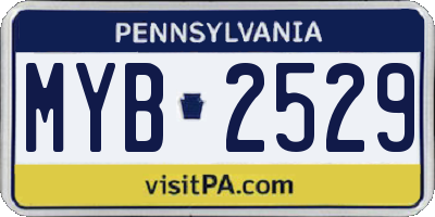 PA license plate MYB2529