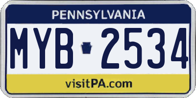 PA license plate MYB2534