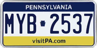 PA license plate MYB2537
