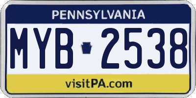 PA license plate MYB2538
