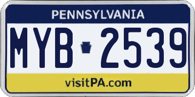 PA license plate MYB2539
