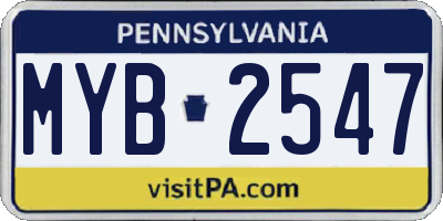 PA license plate MYB2547