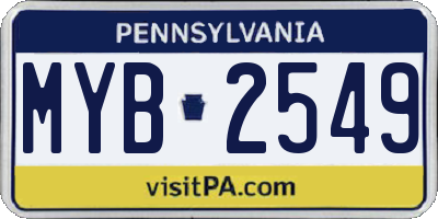 PA license plate MYB2549