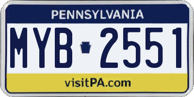 PA license plate MYB2551