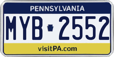 PA license plate MYB2552