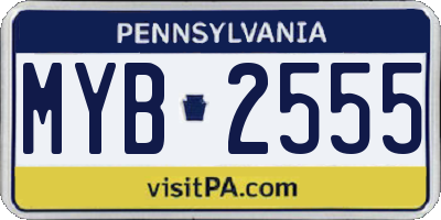 PA license plate MYB2555