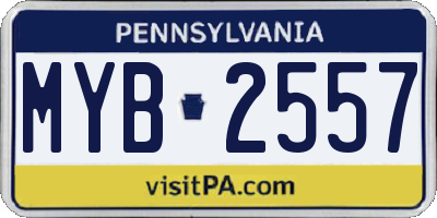 PA license plate MYB2557