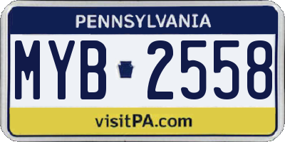 PA license plate MYB2558