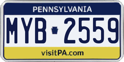 PA license plate MYB2559